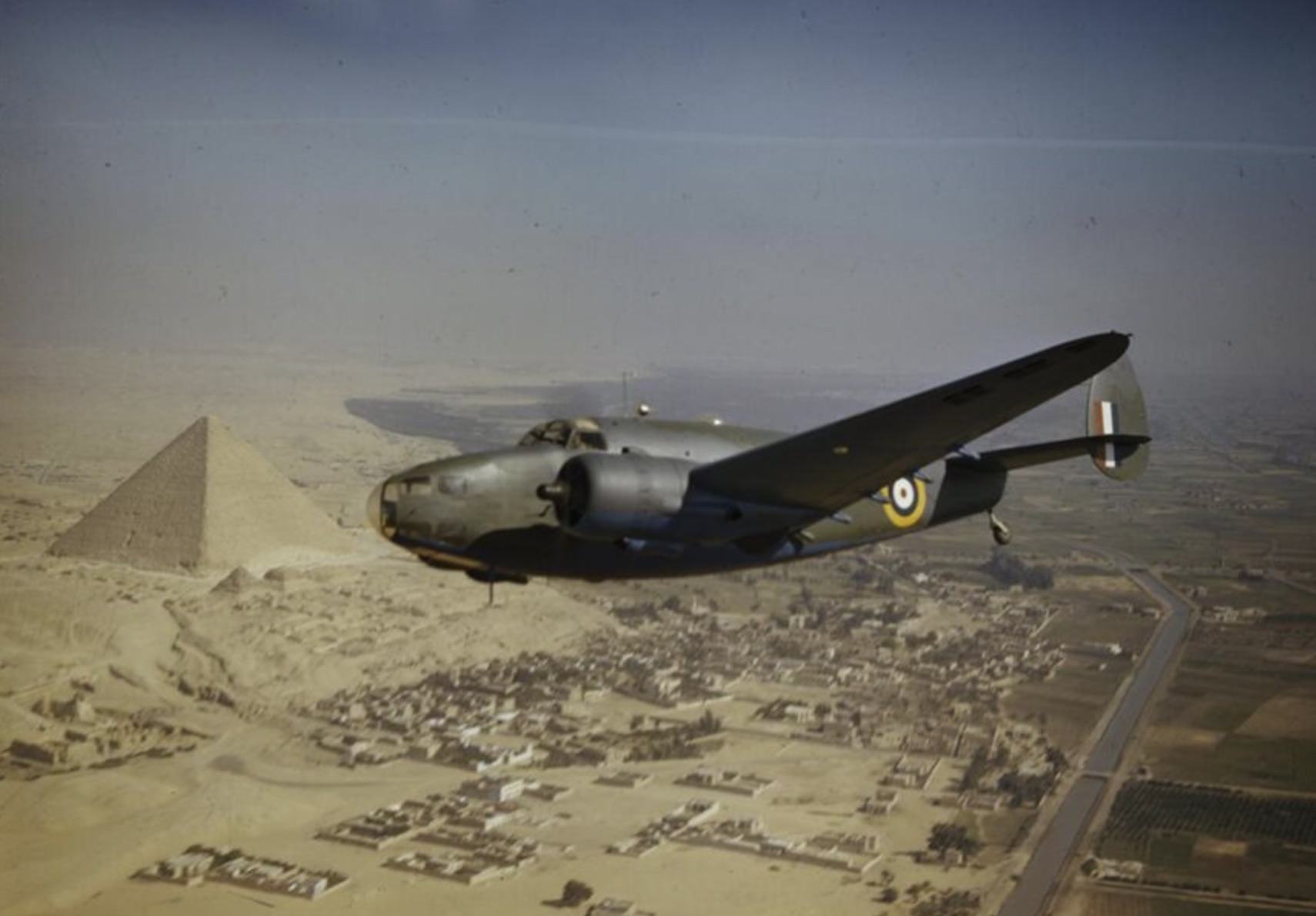 A Royal Air Force Lockheed Hudson Mk VI flying over Egypt 